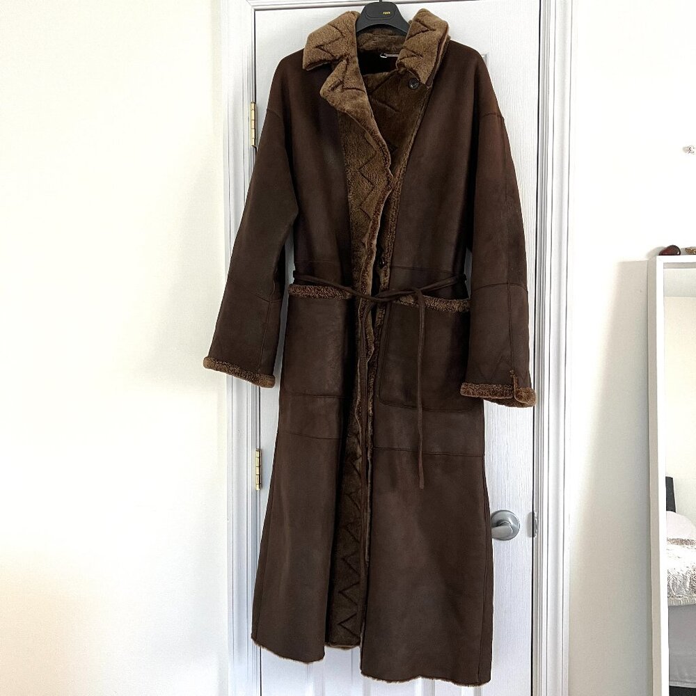 € 2300 Authentic SINCLAIR 100% Shearling Fur Montone Coat ITALY Size 42